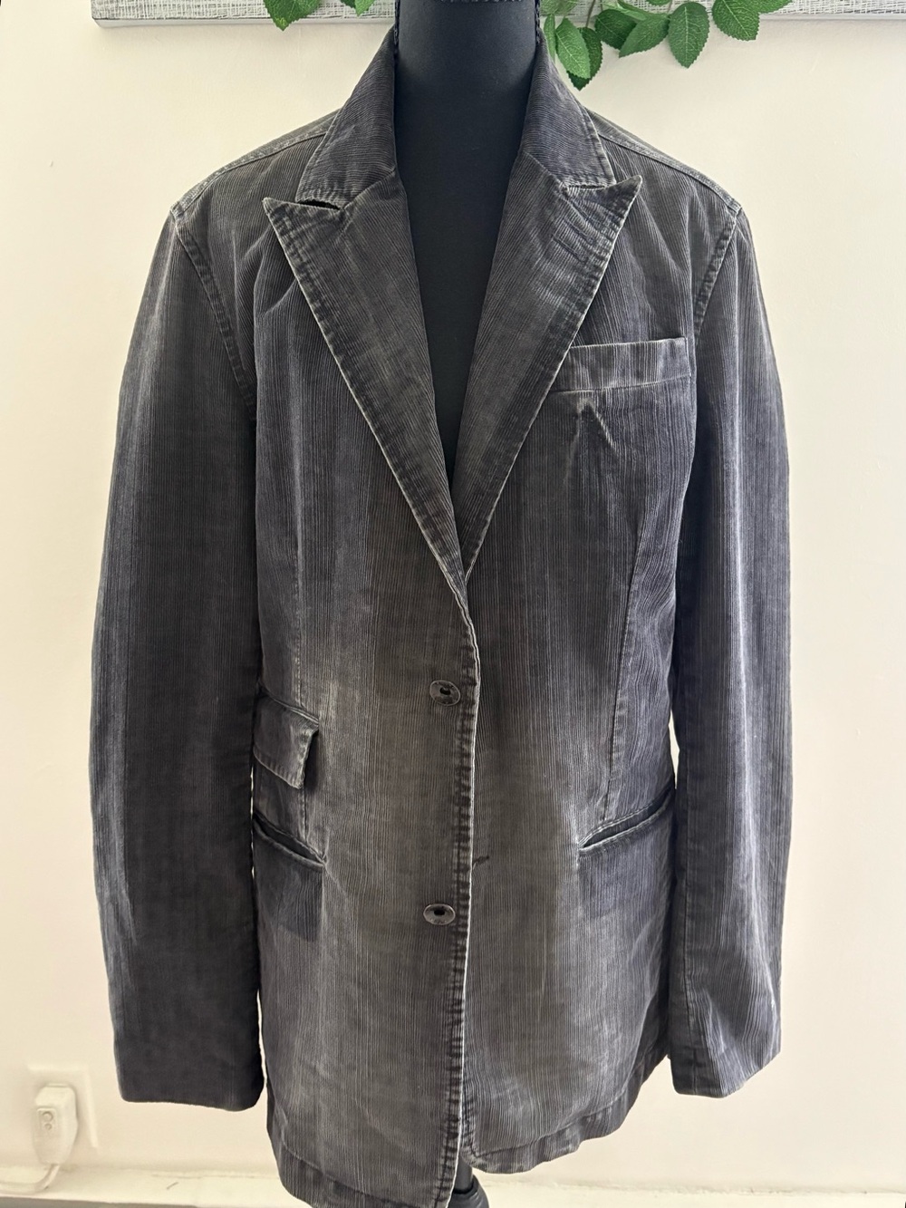 Vintage Tommy Hilfiger Denim Corduroy Blazer Jacket Gray Purple Lining Men's M